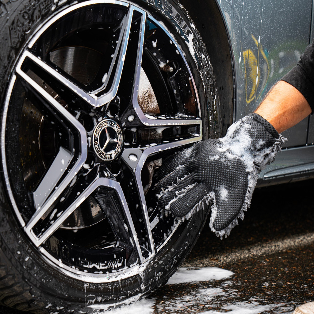Gant lavage 5 doigts Shine – Double face pour nettoyage auto