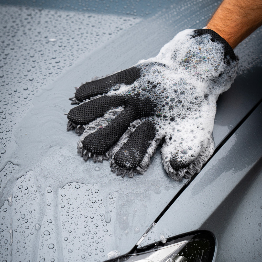 Gant lavage 5 doigts Shine – Double face pour nettoyage auto