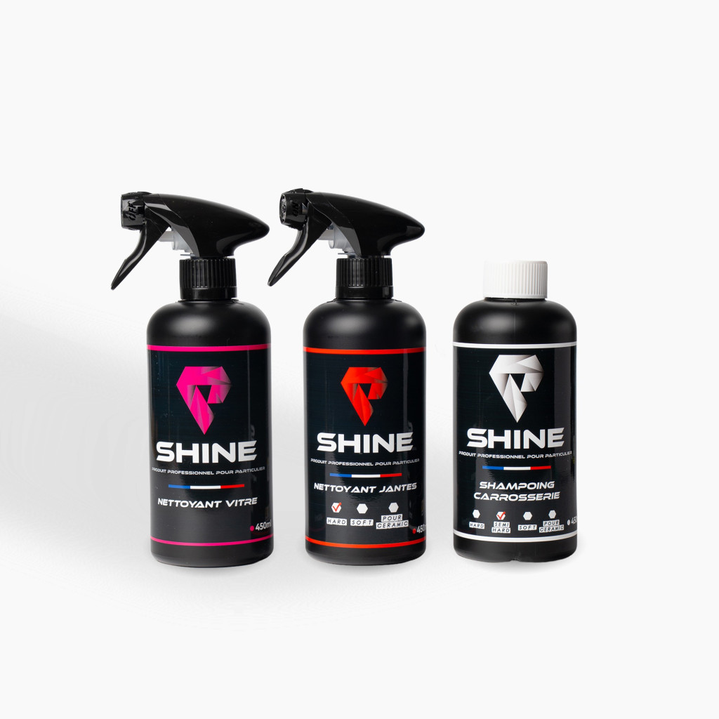 Pack starter lavage auto Shine – Jantes, vitres et carrosserie